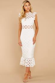 This floral crochet dress is cut with a plunging neckline. Stunning White Crochet Dress Midi Dresses Red Dress