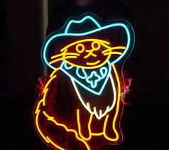 Cowboy Cat Led Light Neon Sign Game