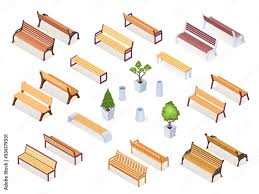 Isometric Wooden Bench Or Park Chair