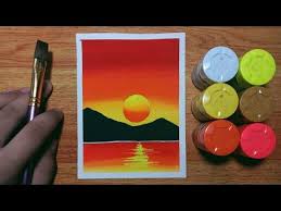 Easy Sunset Poster Color Painting For