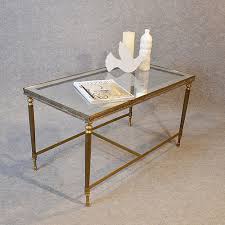 Coffee Table Art Deco Brass Glass Top