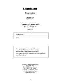Liebherr Diagnostics Liccon 1 Operating Instructions