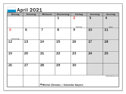 Januar (freitag) neujahr, neujahrstag (bundesweit) 06. Kalender Bayern April 2021 Zum Ausdrucken Michel Zbinden De
