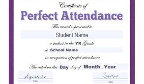 Perfect Attendance Award Template Perfect Attendance