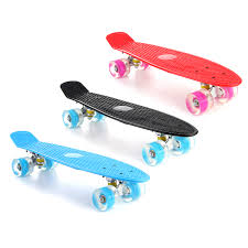 22 Led Light Up Fish Skateboard 4 Pu Wheel Single Warping Board Teenagers Kids Skateboard