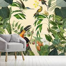 Tropical Birds In A Jungle Mural By
