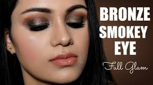 glittery bronze smokey eye makeup