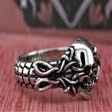gothic skull biker ring for men