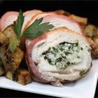 bacon wrapped chicken breasts with gorgonzola  walnut stuffing