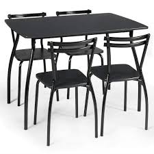 Costway 5 Pcs Dining Set Table And 4 Chairs Home Kitchen Room Breakfast Furniture Black