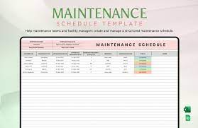maintenance schedule template in excel