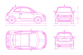 Dimensions of new fiat cars showing length, width and height. Fiat 500 Dimensions Drawings Dimensions Com