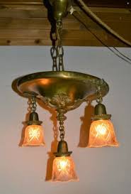 Bold 3 Lamp Art Nouveau Antique Brass