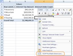 olap pivottable extensions an excel