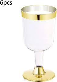 6pcs 180ml disposable wine glass side
