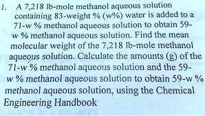 lb mole methanol aqueous solution