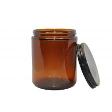 Amber Glass Jar Metal Lid