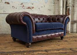 Leather Chesterfield Sofa Navy