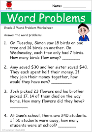 Word Problem Worksheets Grades 1 6