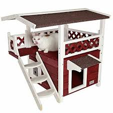 This is a dry shelter that keeps the wind building an affordable outdoor cat house. Petsfit Wooden Cat House Outdoor Cat Condo Weatherproof Cat Shelter Red For Sale