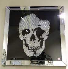 Swarovski Crystal Skull Wall Art With A