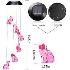 acecola solar cat wind chimes for
