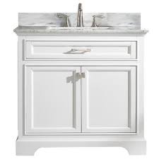 There are lots of creative bathroom vanity ideas out there. Design Element Milano 36 In W X 22 In D Bath Vanity In White With Carrara Marble Vanity Top In White With White Basin Yahoo Shopping