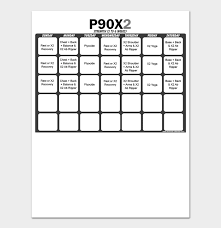 8 printable p90x schedule templates