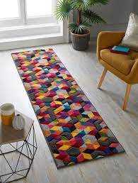 dynamic geometric colourful runner rug