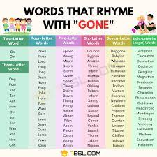 words that rhyme with gone 7esl