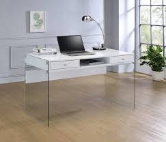 8w integrated led with a comes in glossy white finish and made of abs. Dobrev 2 Drawer Writing Desk Glossy White And Clear Coaste
