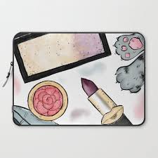 pretty makeup essentials laptop sleeve
