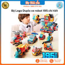 Đồ chơi Lego Robot chính hãng Feelo - Bộ Lego Duplo xe robot 195 chi tiết - Đồ  chơi lắp ráp trí tuệ cho trẻ từ 2 tuổi