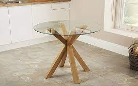 hatton round oak and glass 100cm dining