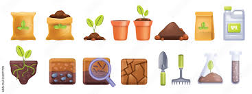3d Soil Icon Vector Set Cartoon