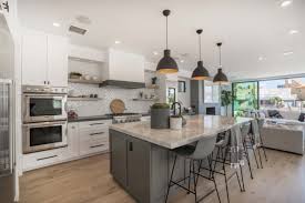 We service all la and orange county. Astonishing Orange County White Kitchen Cabinets Contemporary Kitchen Indoor Outdoor Double Wall Ovens Gray Island Recessed Lighting Floating Shelves