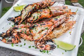 Cooking Shrimp In Shell On Grill gambar png