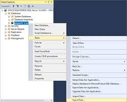 to export ms sql server database to csv
