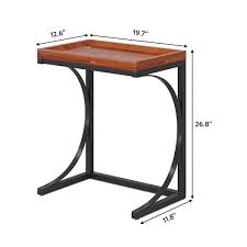 C Shaped Rectangle Wood End Table