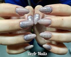 almond glitter fade nails by dear