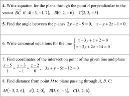 4 write equation for the plane through