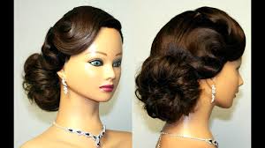 This is a stunning vintage pinup hairstyle that looks romantic and elegant. Vintage Updo Hairstyle For Medium Long Hair Youtube