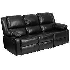 flash furniture harmony series leather sofa with two built in recliners black