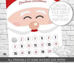 Advent Calendar Santa Claus Christmas Countdown Printable