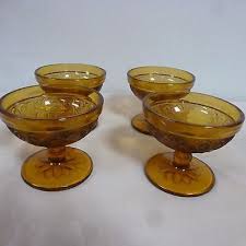 vintage set 4 tiara amber glass