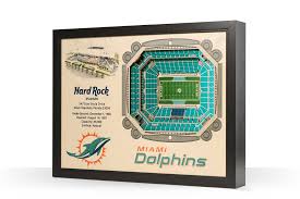 Miami Dolphins Hard Rock Stadium 3d Wood Stadium Replica 3d Wood Maps Bella Maps