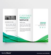 Elegant Green Wave Trifold Brochure Design For Vector Image