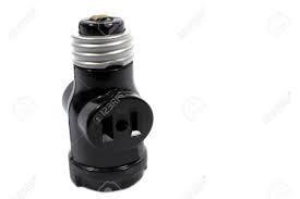Isolated Black Plastic Outlet Socket Adapter Used To Screw Into Stock Photo Picture And Royalty Free Image Image 14771744