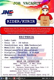 Baca loker terupdate seputar peristiwa terkini di daerah sekitarmu sekarang juga! Lowongan Kurir Rider Jne Bandung 2021