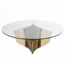 Round Glass Top Gold Base Coffee Table